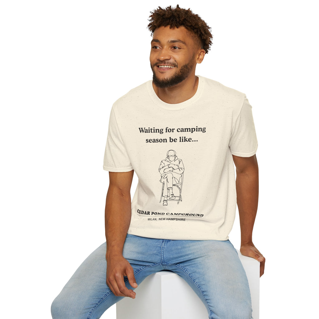 Waiting for Camping Season T-Shirt — Funny Camping Tee with Cozy Chair Graphic