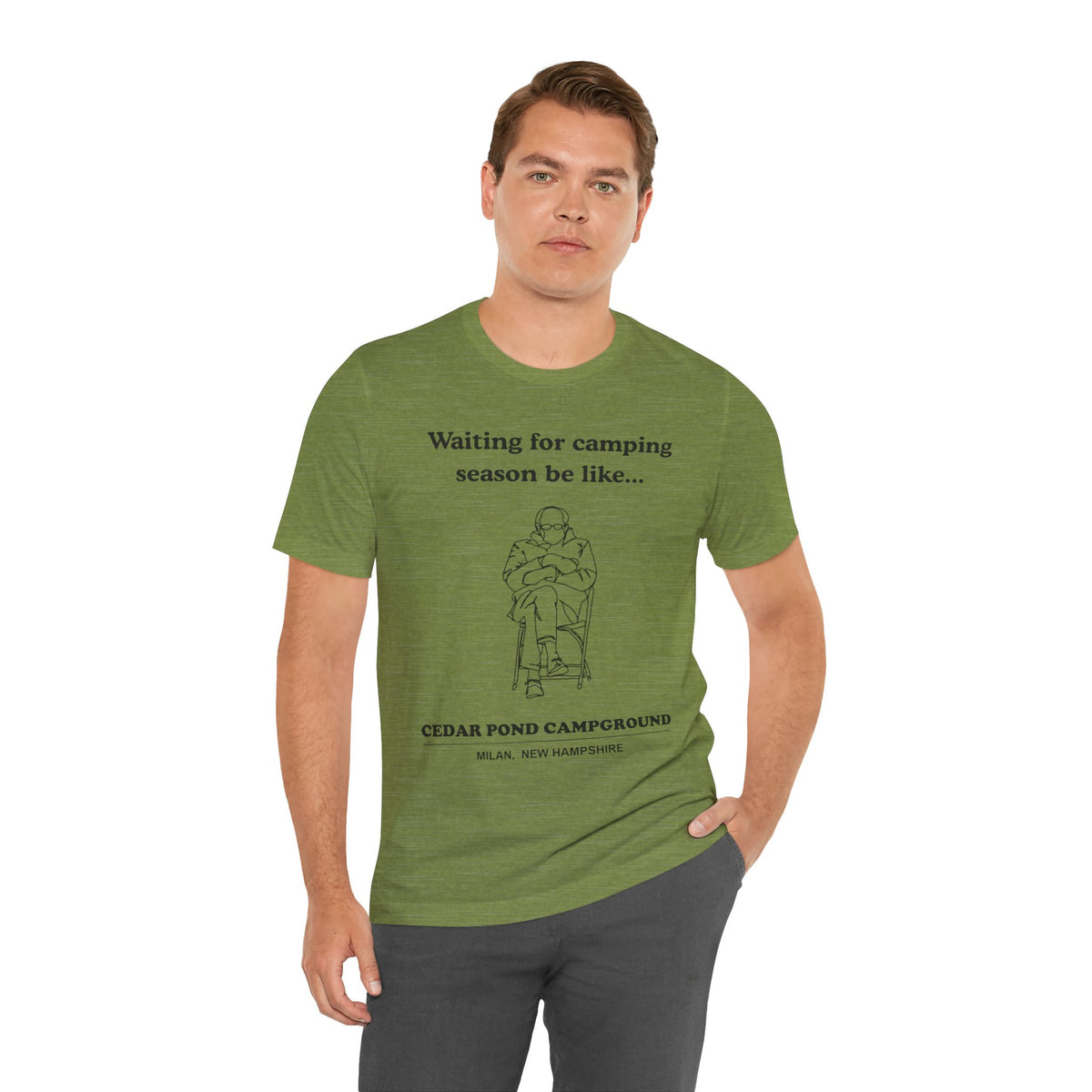 Camping Season Tee — "Waiting for camping season be like..." Cedar Pond Campground Shirt