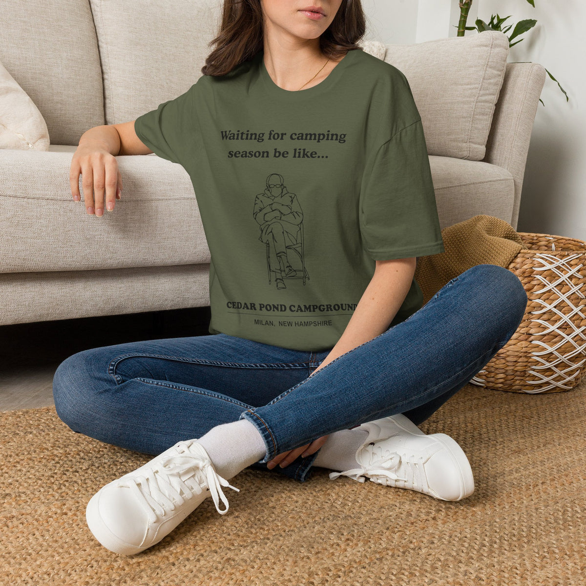 Waiting for Camping Season T-Shirt — Funny Camping Tee with Cozy Chair Graphic
