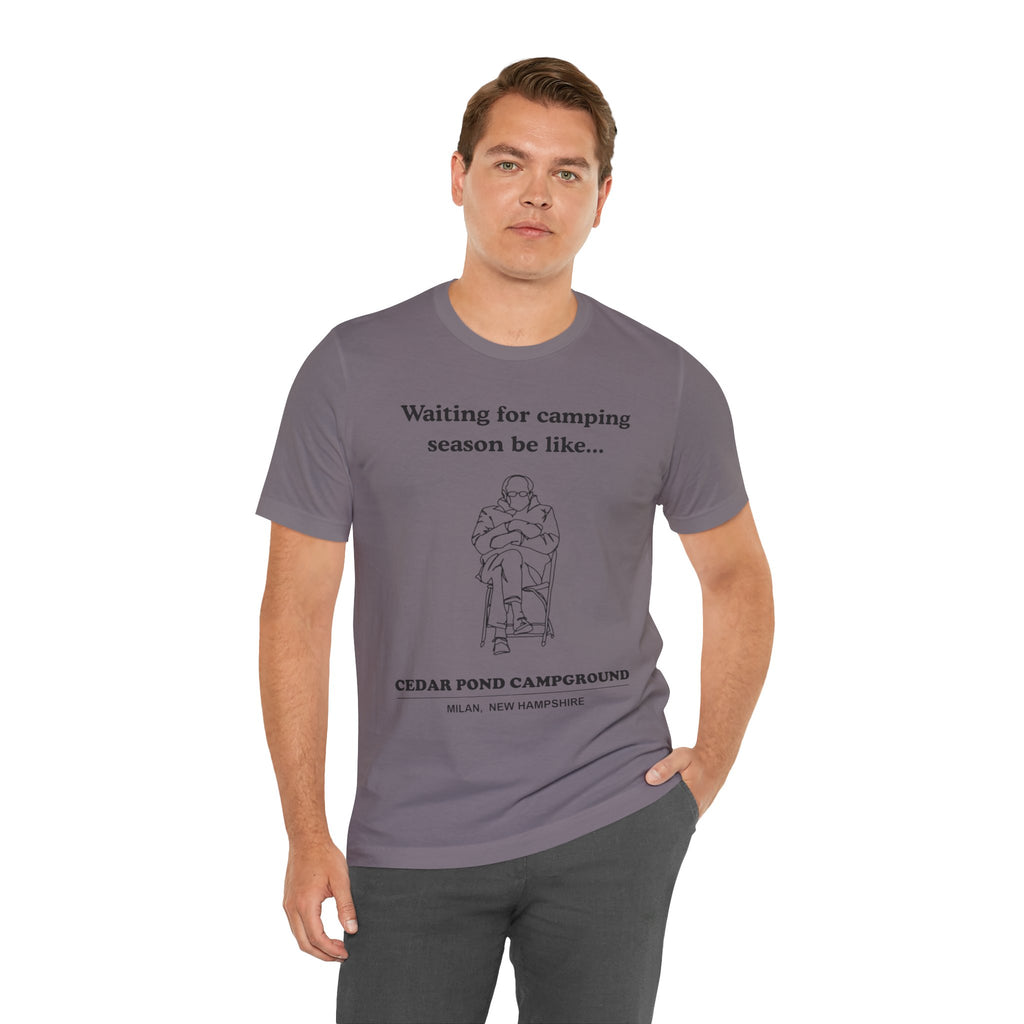 Camping Season Tee — "Waiting for camping season be like..." Cedar Pond Campground Shirt