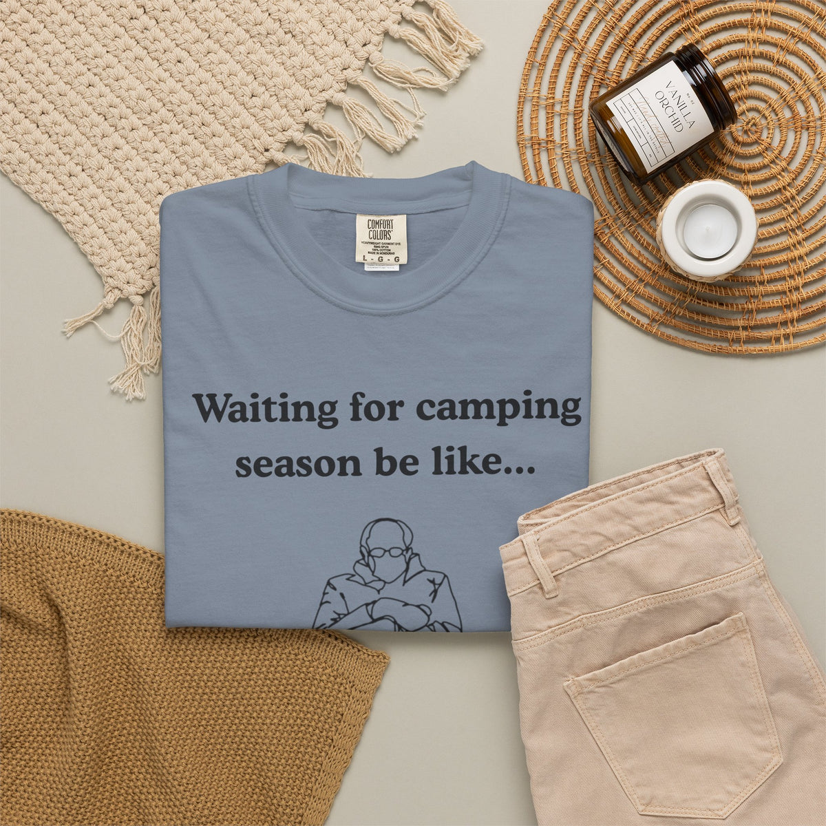 Camping Season Tee — "Waiting for camping season be like..." Cedar Pond Campground Shirt