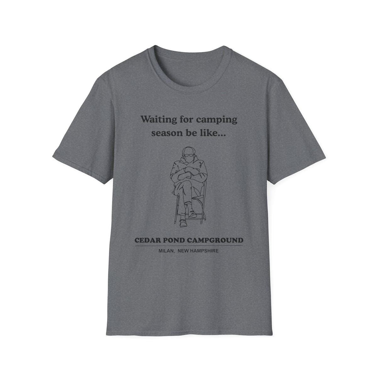 Waiting for Camping Season T-Shirt — Funny Camping Tee with Cozy Chair Graphic