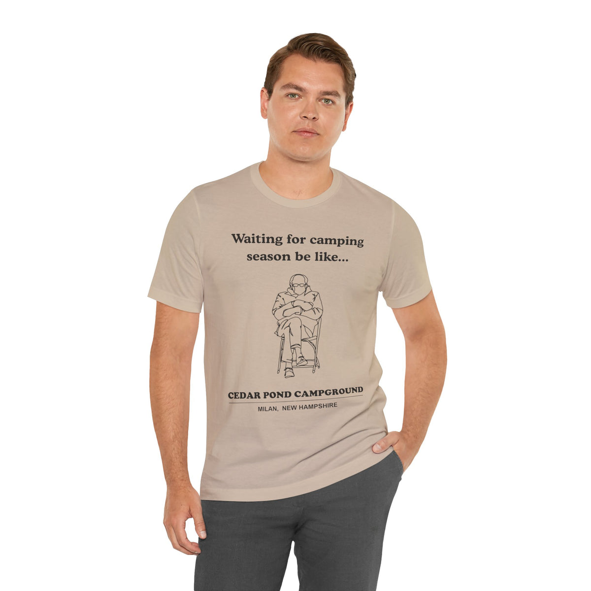 Camping Season Tee — "Waiting for camping season be like..." Cedar Pond Campground Shirt