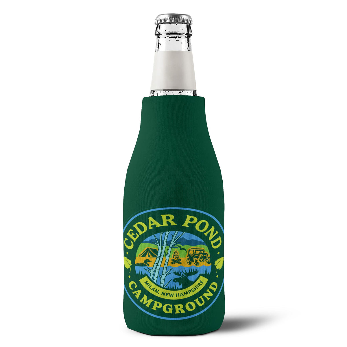 Cedar Pond Campground Zip-Up Bottle Cooler Sleeve