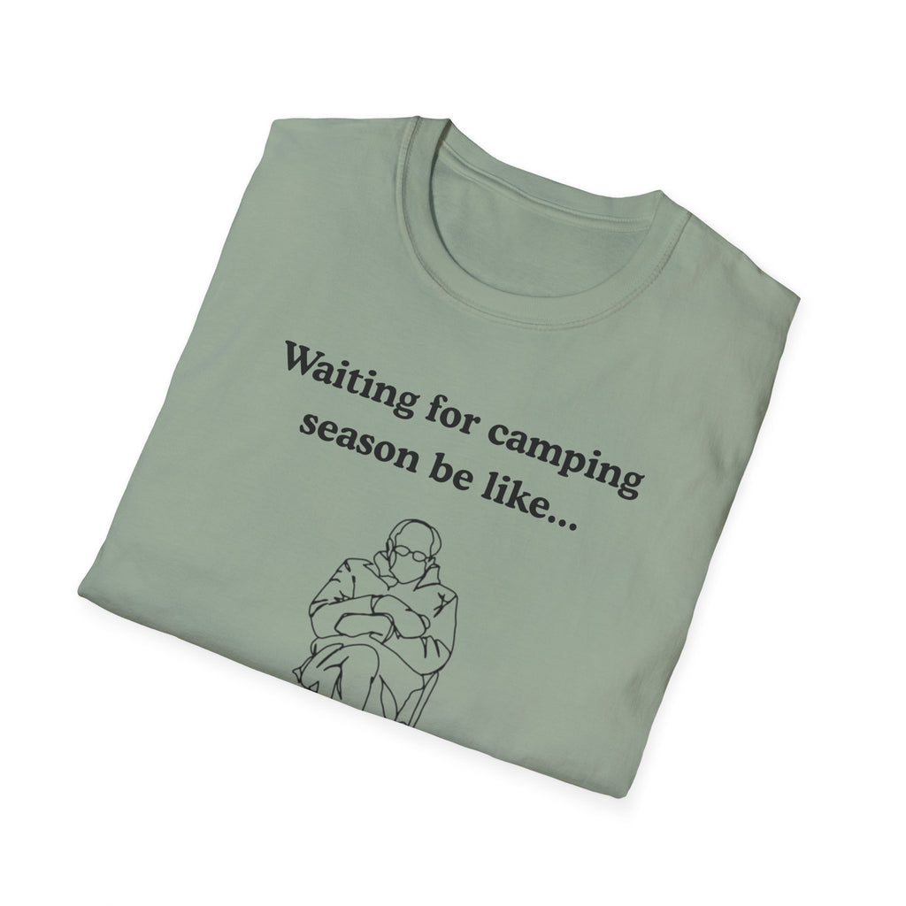 Waiting for Camping Season T-Shirt — Funny Camping Tee with Cozy Chair Graphic