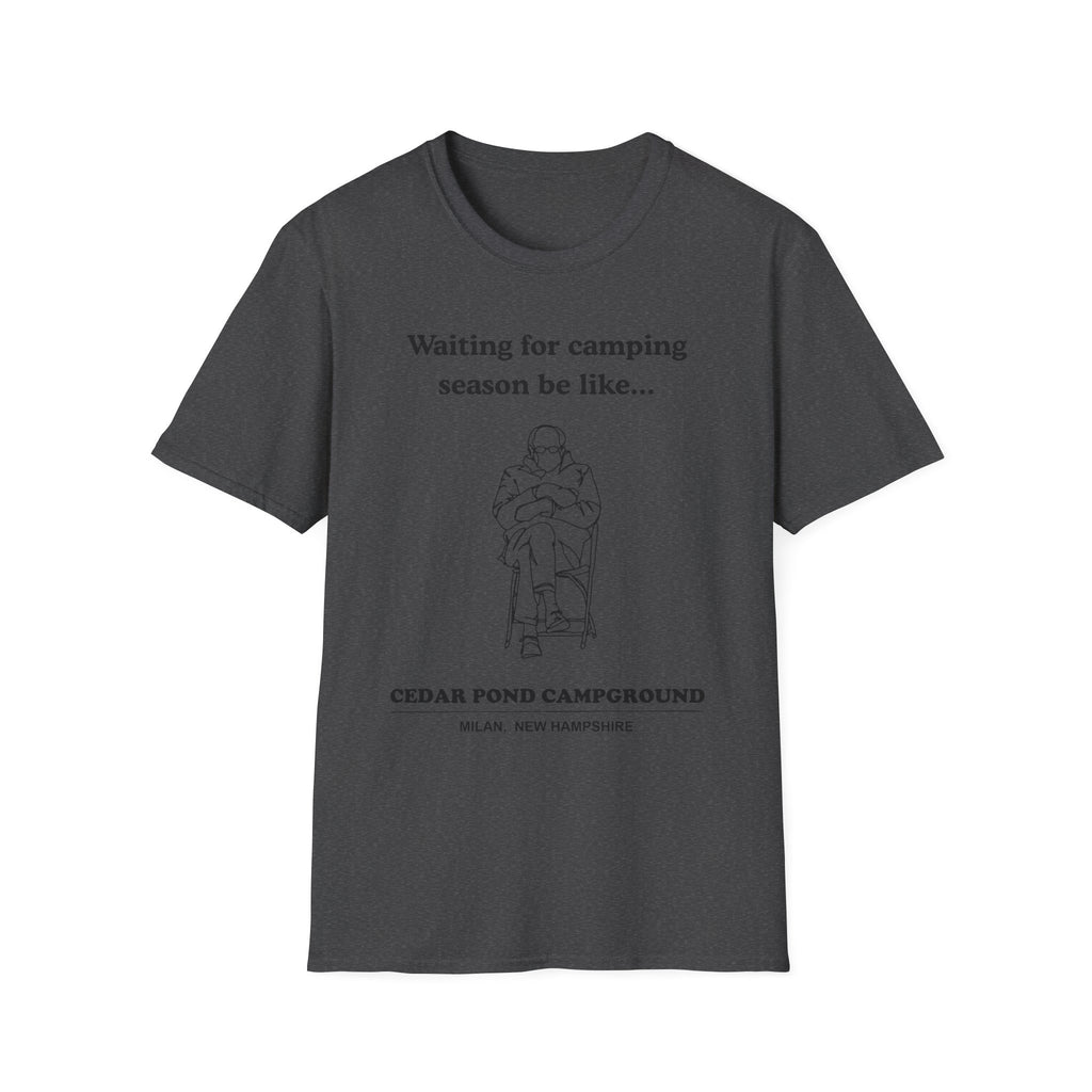 Waiting for Camping Season T-Shirt — Funny Camping Tee with Cozy Chair Graphic