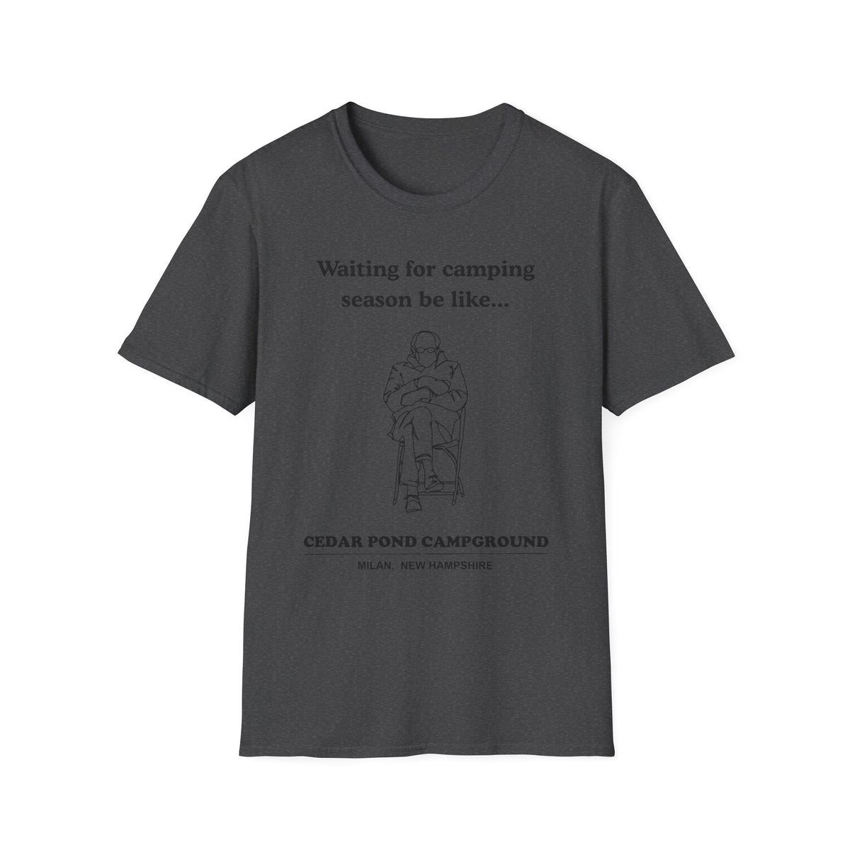 Waiting for Camping Season T-Shirt — Funny Camping Tee with Cozy Chair Graphic