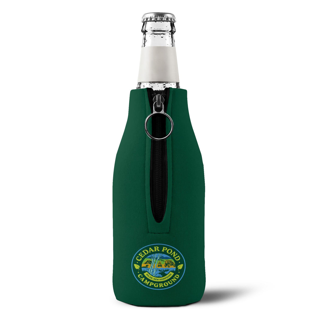 Cedar Pond Campground Zip-Up Bottle Cooler Sleeve