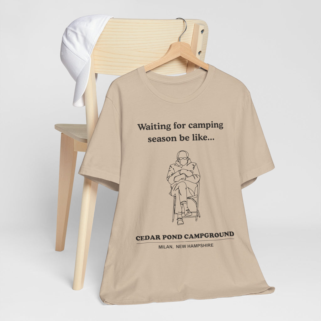 Camping Season Tee — "Waiting for camping season be like..." Cedar Pond Campground Shirt