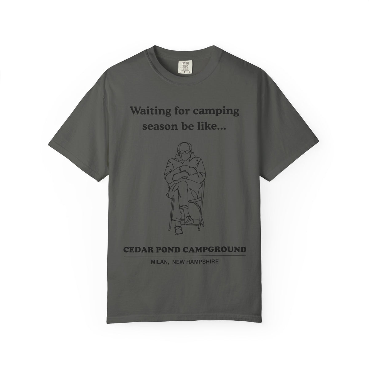 Camping Season Tee — "Waiting for camping season be like..." Cedar Pond Campground Shirt