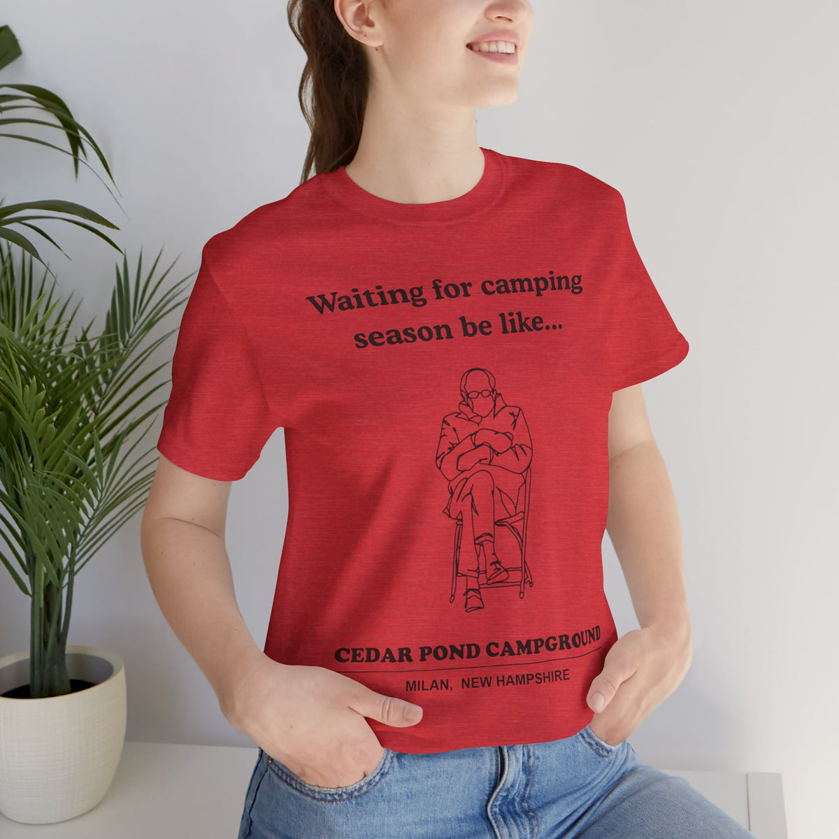 Camping Season Tee — "Waiting for camping season be like..." Cedar Pond Campground Shirt