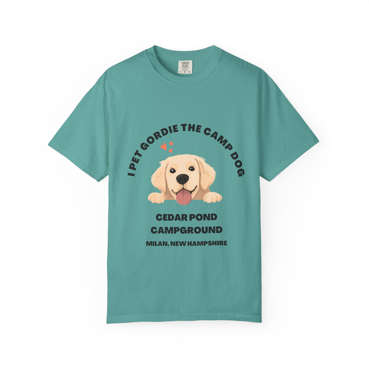 I Pet Gordie the Camp Dog Tee — Cedar Pond Campground, Milan NH