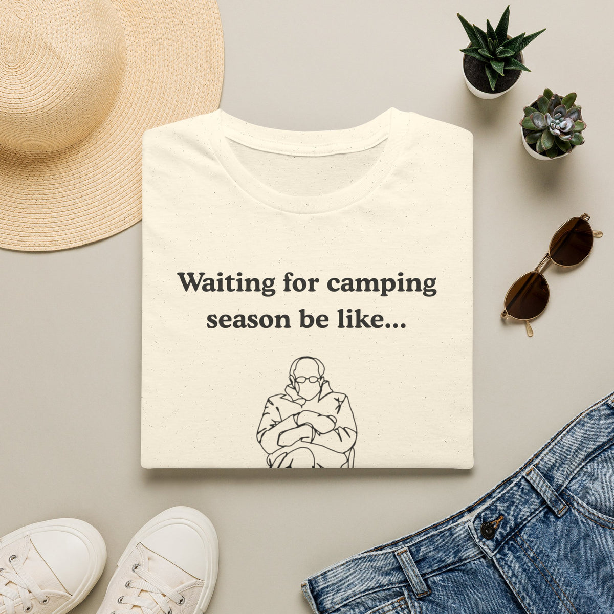 Waiting for Camping Season T-Shirt — Funny Camping Tee with Cozy Chair Graphic