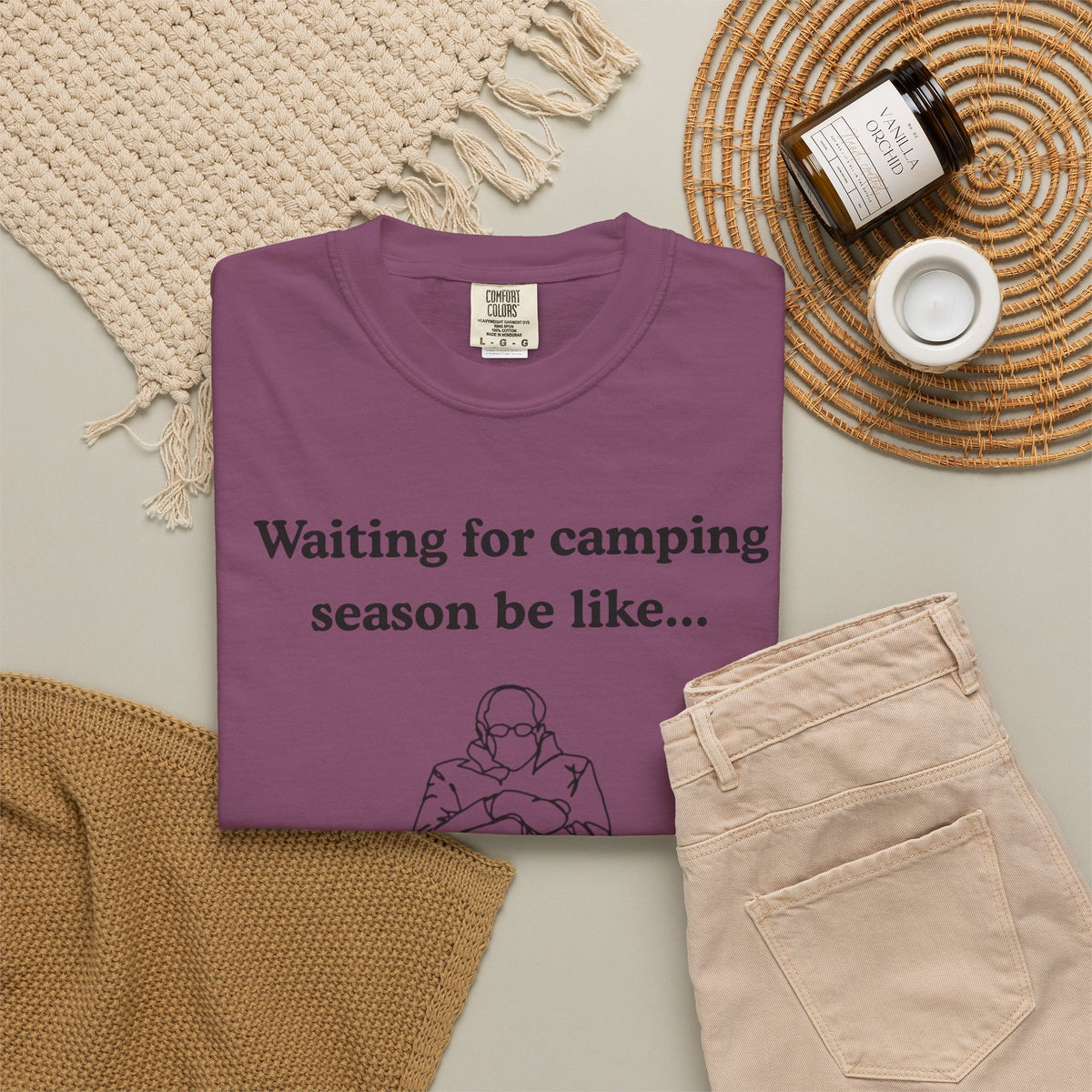 Camping Season Tee — "Waiting for camping season be like..." Cedar Pond Campground Shirt