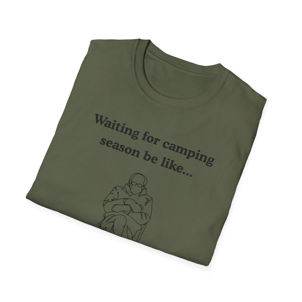 Waiting for Camping Season T-Shirt — Funny Camping Tee with Cozy Chair Graphic