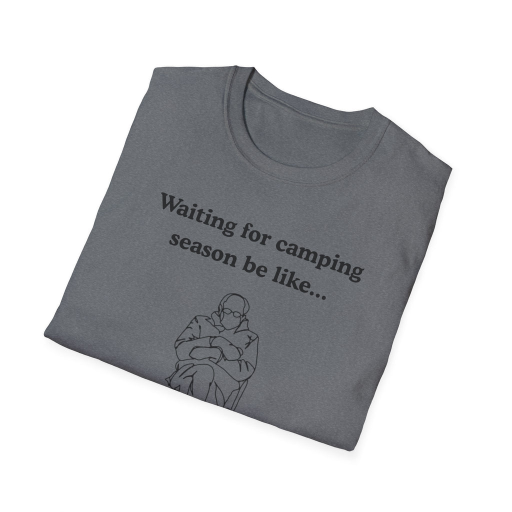 Waiting for Camping Season T-Shirt — Funny Camping Tee with Cozy Chair Graphic